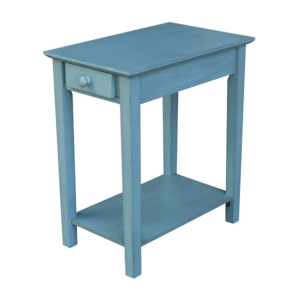 International Concepts Rectangle Narrow End Table, 22 W, 14 L, 25 in H, Wood, Antique Rubbed Ocean Blue OT32-2214 - main